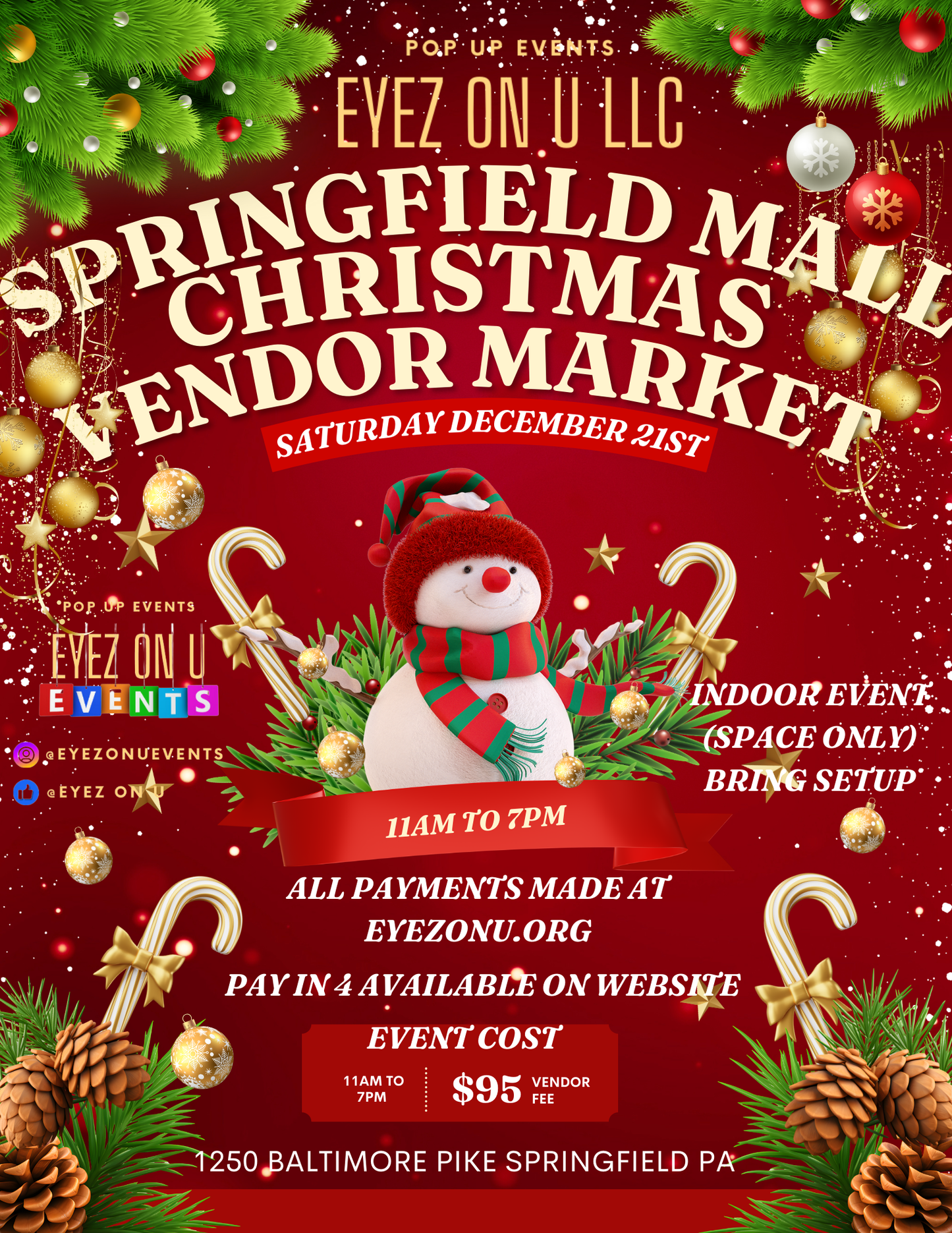 Mercado de vendedores navideños del centro comercial Springfield el 21 de diciembre