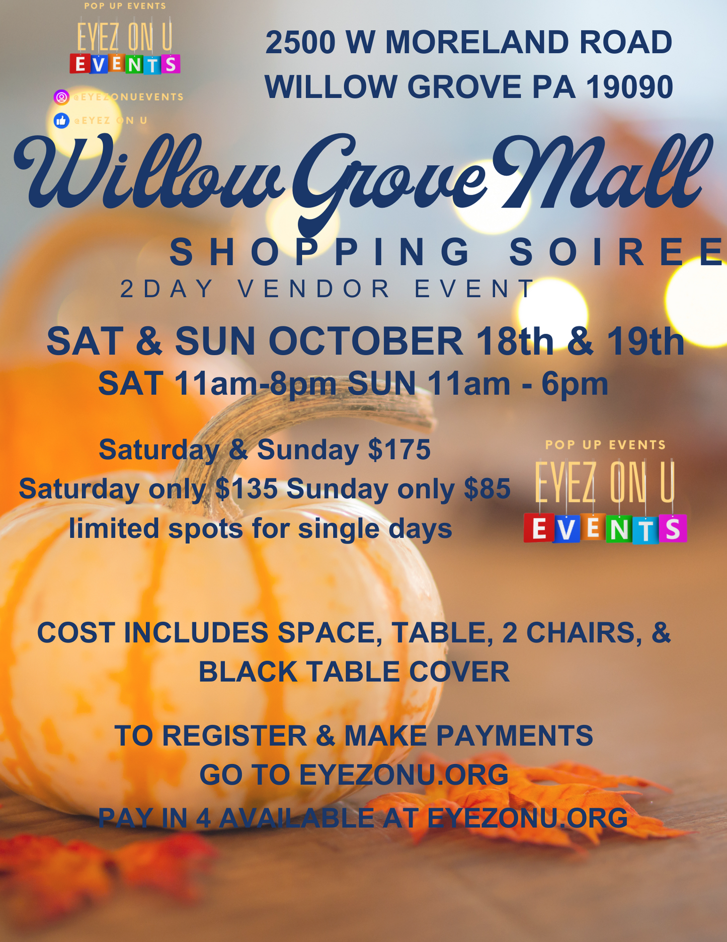 Willow Grove Mall Shopping Soiree Oct 18th & 19th