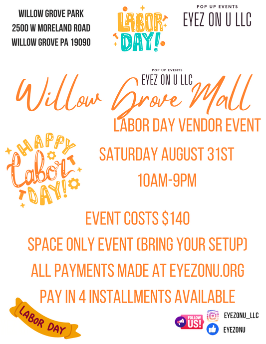 Willow Grove Mall Labor Day Vendor Event August 31st